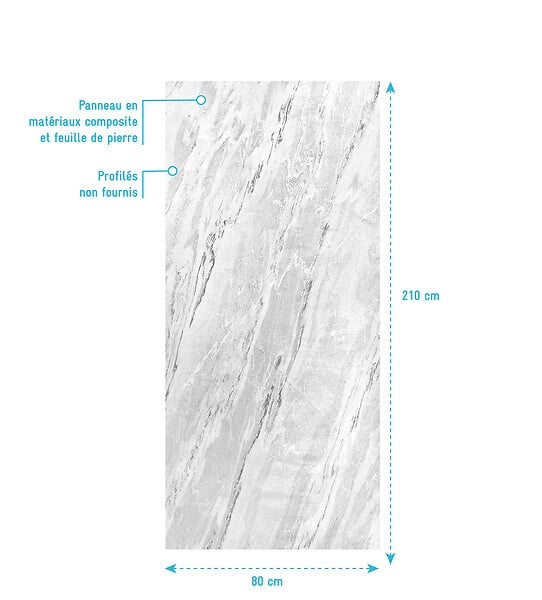 AURLANE - Panneau Mural Pierre Finition Artic Storm 80 x 210 cm - STONE'IT - large