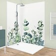 99DECO - Lot de 2 panneaux de douche en aluminium (90x220 & 120x220 cm) + profilés blanc - Motif végétal - Vert et Blanc - Quiétude - vignette