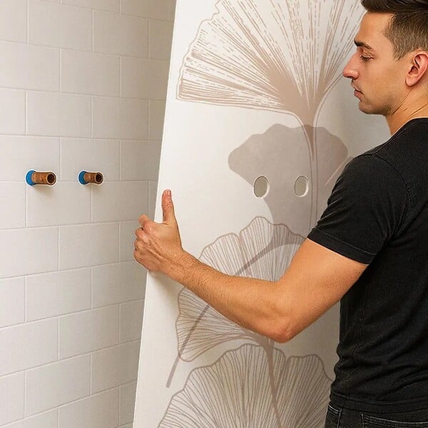 99DECO - Pack 2 panneaux de douche en aluminium Blanc Floral + 3 profilés Blancs - 99deco - 1 panneau de 90x220 cm et 1 panneau de 120x220 cm - large