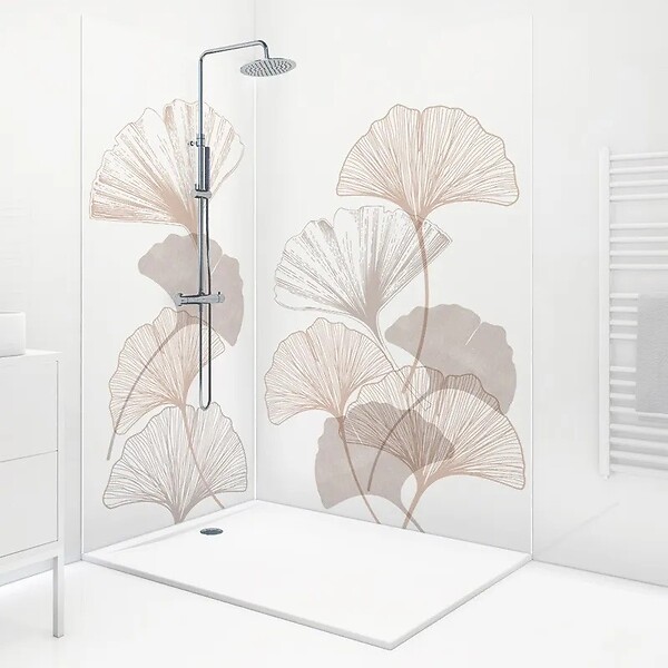 99DECO - Pack 2 panneaux de douche en aluminium Blanc Floral + 3 profilés Blancs - 99deco - 1 panneau de 90x220 cm et 1 panneau de 120x220 cm - large