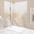 99DECO - Lot de 2 panneaux de douche en aluminium (90x220 & 120x220 cm) + profilés blanc - Motif végétal - Beige - Gaïa - vignette