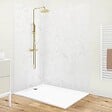 99DECO - Lot de 2 panneaux de douche en PVC (90x220 & 120x220 cm) + profilés blanc - Effet Marbre clair - vignette