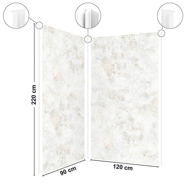 99DECO - Lot de 2 panneaux de douche en aluminium (90x220 & 120x220 cm) + profilés blanc - New Trashwall - Marron - large