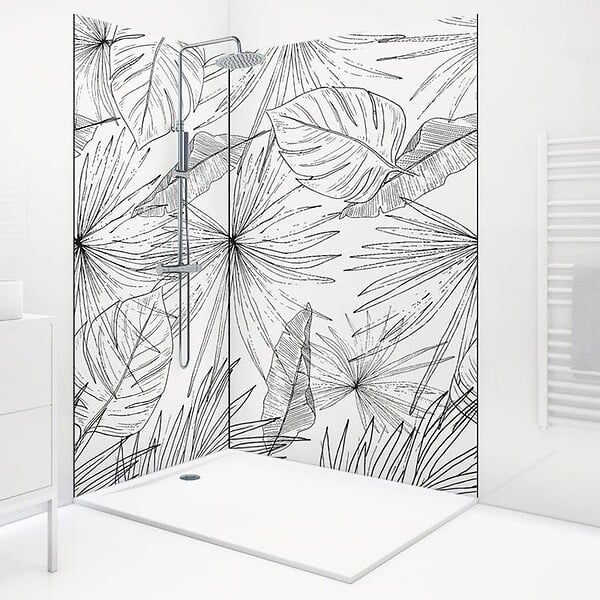 99DECO - Lot de 2 panneaux de douche en aluminium (90x220 & 120x220 cm) + profilés noir - Lamnar - Noir - large