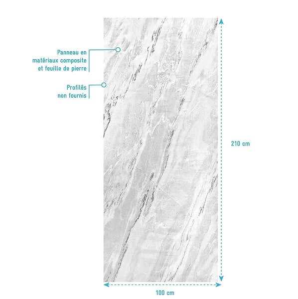 AURLANE - Panneau Mural Pierre Finition Artic Storm 100 x 210 cm - STONE'IT - large