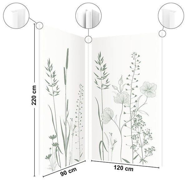 99DECO - Lot de 2 panneaux de douche en aluminium (90x220 & 120x220 cm) + profilés blanc - Vegetalist - Vert - large