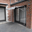 HAPPY GARDEN - Store banne pour balcon CHENE 2 × 1,2m - Toile rayée blanche/grise et structure blanche - vignette