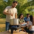 PROWELTEK - Rechaud gaz 4 pieds Fonte véritable 9,8 KW 2 Bruleurs Plats grands volumes - vignette