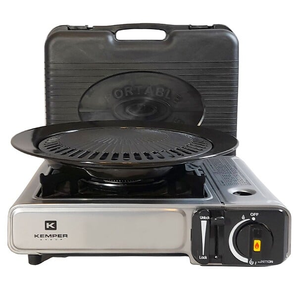 KEMPER - Barbecue gaz Grill 2en1 Réchaud gaz piézo 2200 W + 8 cartouches gaz butane KEMPER - large