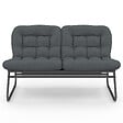 ID MARKET - Salon de jardin bas ARONA 4 places en acier gris anthracite et coussins gris avec canapé, fauteuils et table - vignette