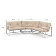 ID MARKET - Salon de jardin bas NAIROBI 8 places salon d'angle en acier blanc et coussins beiges - vignette