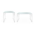 ID MARKET - Salon de jardin bas NAIROBI 6 places en acier blanc et coussins beiges - vignette