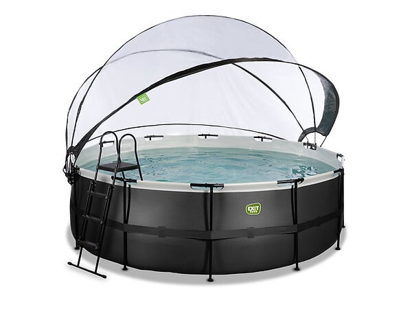 EXIT TOYS - Piscine tubulaire Black Leather ronde 4,27 x 1,22 m avec dôme - Exit Toys - large