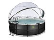EXIT TOYS - Piscine tubulaire Black Leather ronde 4,27 x 1,22 m avec dôme - Exit Toys - vignette