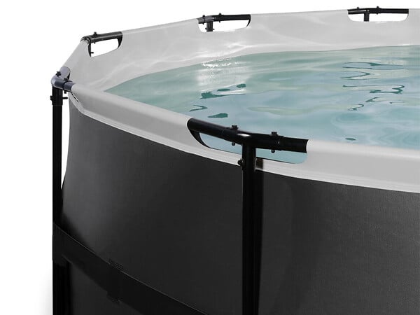 EXIT TOYS - Piscine tubulaire Black Leather ronde 4,27 x 1,22 m avec dôme - Exit Toys - large