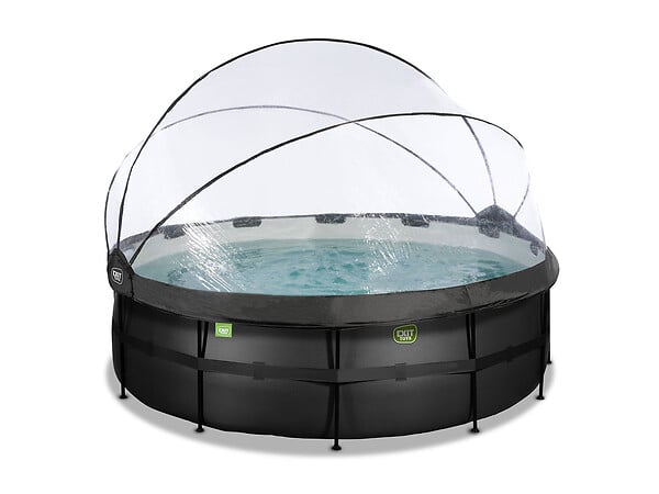 EXIT TOYS - Piscine tubulaire Black Leather ronde 4,27 x 1,22 m avec dôme - Exit Toys - large