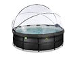 EXIT TOYS - Piscine tubulaire Black Leather ronde 4,27 x 1,22 m avec dôme - Exit Toys - vignette