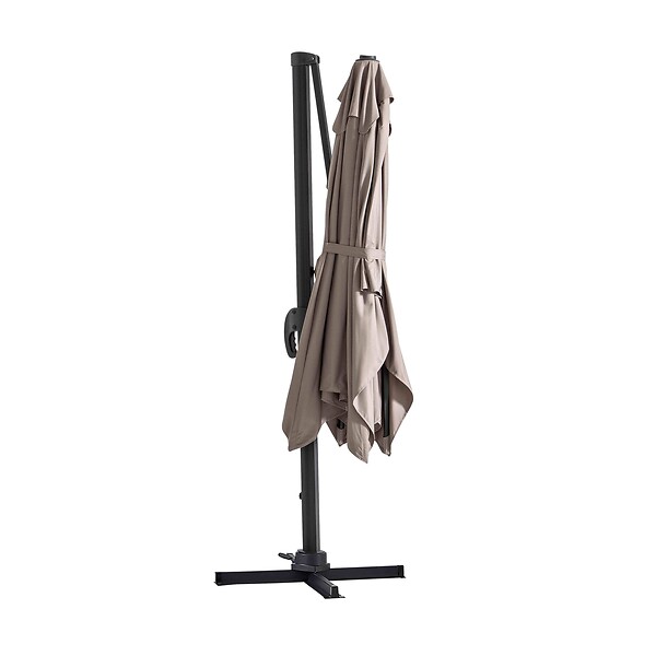OVIALA - Parasol déporté 2x3 m et 4 dalles à remplir aluminium taupe - Amalya - large
