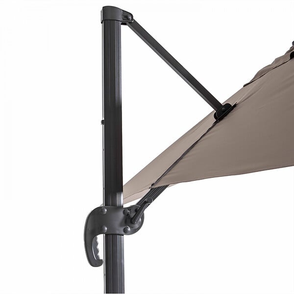 OVIALA - Parasol déporté 2x3 m et 4 dalles à remplir aluminium taupe - Amalya - large