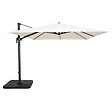 OVIALA - Parasol déporté inclinable rotatif 3x3m et 4 dalles à remplir blanc - Malaga - vignette