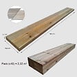 VINUOVO - Pack 10 Lames terrasse bois autoclave  160 x 14,5 x 2,7 cm (Long.x larg. x épaisseur)  1 côté lisse / 1 rainuré - vignette