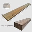 VINUOVO - Pack 12 Lames terrasse bois autoclave  120 x 14,5 x 2,7 cm (Long.x larg. x épaisseur)  1 côté lisse / 1 rainuré - vignette