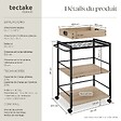 TECTAKE - Chariot de service Worcester 65x41,5x87cm Bois clair industriel, Chêne Sonoma - vignette