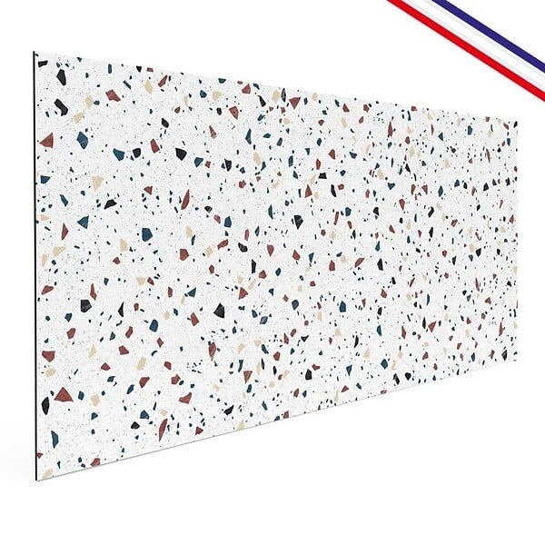 99DECO - Crédence cuisine en aluminium - motif terrazzo blanc - 300x20 cm (en 3 bandeaux) - large
