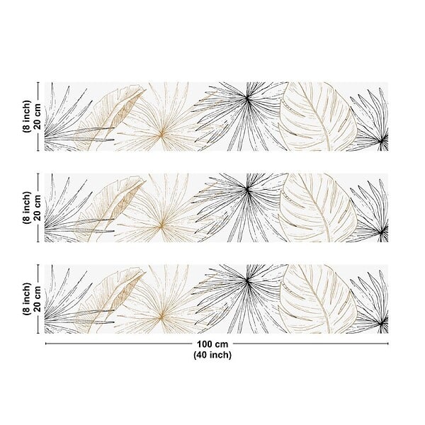 99DECO - Crédence cuisine en aluminium - floral noir et doré - 300x20 cm (en 3 bandeaux) - large