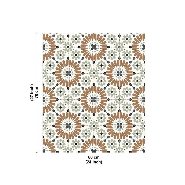 99DECO - Fond de hotte en aluminium - effet carreaux de ciment marron et vert - 70x60 cm - large