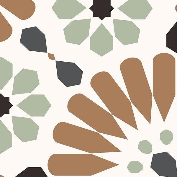 99DECO - Fond de hotte en aluminium - effet carreaux de ciment marron et vert - 70x60 cm - large