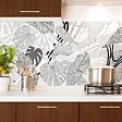 99DECO - Crédence cuisine en aluminium - floral noir - 360x50 cm (en 3 bandeaux) - vignette