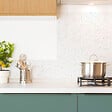 99DECO - Crédence cuisine en aluminium - motif terrazzo blanc et vert - 300x20 cm (en 3 bandeaux) - vignette