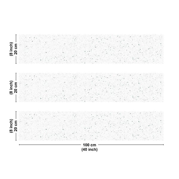99DECO - Crédence cuisine en aluminium - motif terrazzo blanc et vert - 300x20 cm (en 3 bandeaux) - large