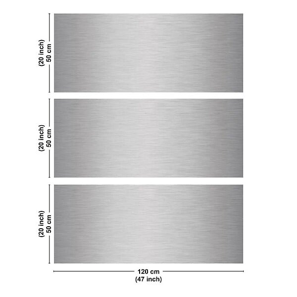 99DECO - Crédence cuisine en aluminium - effet industriel gris - 360x50 cm (en 3 bandeaux) - large