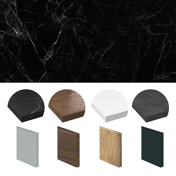 99DECO - Crédence cuisine en aluminium - effet marbre noir - 240x50 cm (en 2 bandeaux) - large