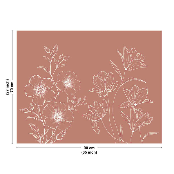 99DECO - Fond de hotte en aluminium - motif floral terracotta et blanc - 70x90 cm - large