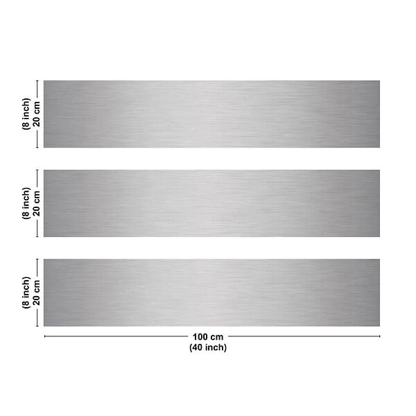 99DECO - Crédence cuisine en aluminium - effet industriel gris - 300x20 cm (en 3 bandeaux) - large