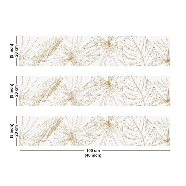 99DECO - Crédence cuisine en aluminium - floral caramel - 300x20 cm (en 3 bandeaux) - large