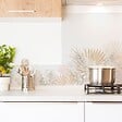 99DECO - Crédence cuisine en aluminium - floral beige et blanc - 300x20 cm (en 3 bandeaux) - vignette