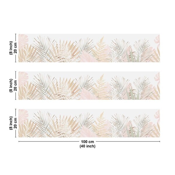 99DECO - Crédence cuisine en aluminium - floral beige et blanc - 300x20 cm (en 3 bandeaux) - large