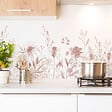 99DECO - Crédence cuisine en aluminium - motif floral ocre - 360x50 cm (en 3 bandeaux) - vignette