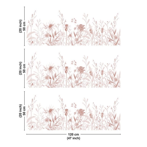 99DECO - Crédence cuisine en aluminium - motif floral ocre - 360x50 cm (en 3 bandeaux) - large