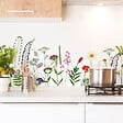 99DECO - Crédence cuisine en aluminium - motif floral vert, violet, jaune et rouge - 360x50 cm (en 3 bandeaux) - vignette