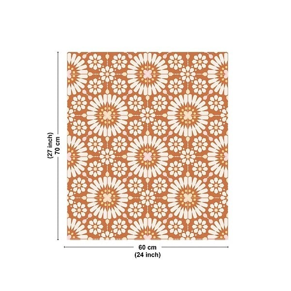 99DECO - Fond de hotte en aluminium - effet carreaux de ciment orange - 70x60 cm - large