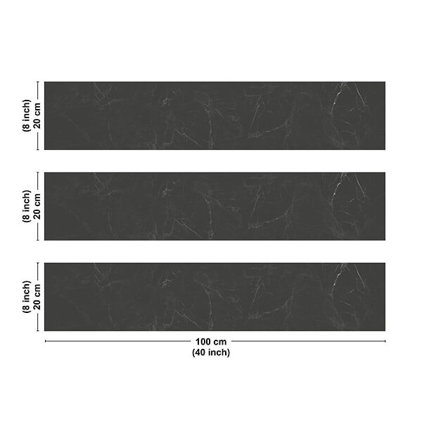 99DECO - Crédence cuisine en aluminium - effet marbre gris - 300x20 cm (en 3 bandeaux) - large