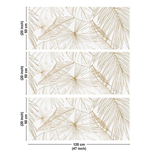 99DECO - Crédence cuisine en aluminium - floral caramel - 360x50 cm (en 3 bandeaux) - large