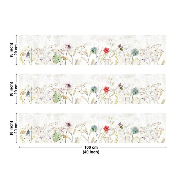99DECO - Crédence cuisine en aluminium - motif floral marron - 300x20 cm (en 3 bandeaux) - large