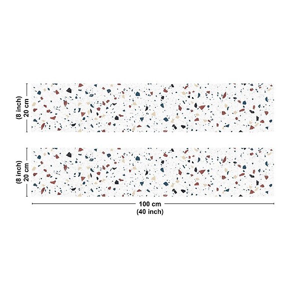 99DECO - Crédence cuisine en aluminium - motif terrazzo blanc - 200x20 cm (en 2 bandeaux) - large