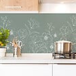 99DECO - Crédence cuisine en aluminium - motif floral vert et blanc - 240x50 cm (en 2 bandeaux) - vignette
